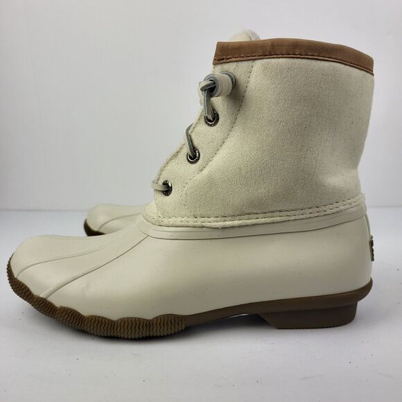 Sperry Top Sider Saltwater Wool Ivory Snow Rain Duck Boots - Picture 2 of 13